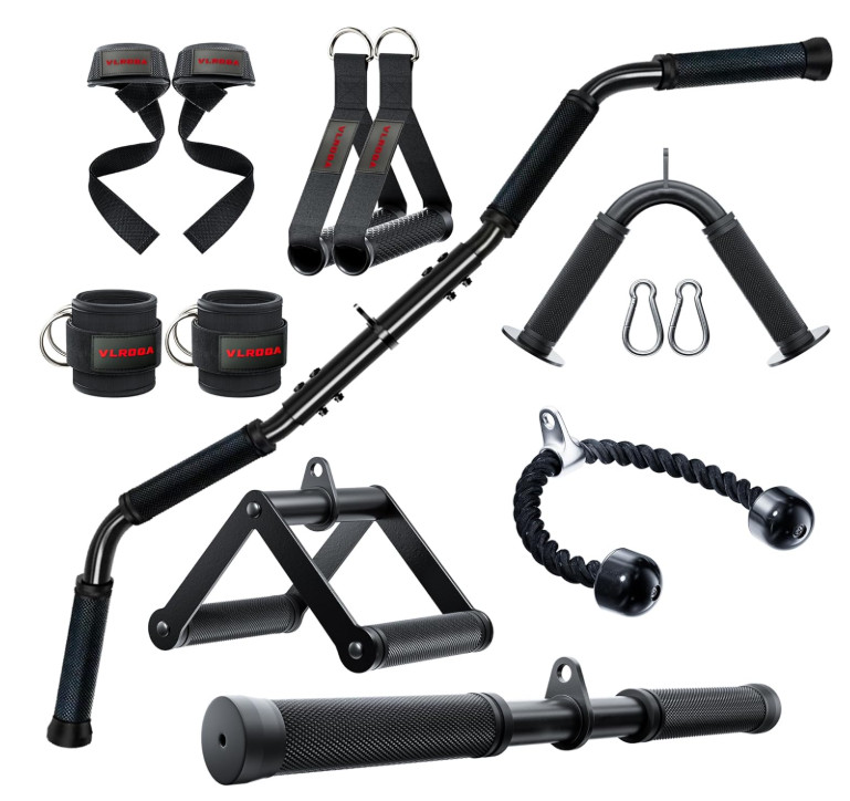 Gym Cable Attachments Set LAT Pull Down Triceps Bar Handle