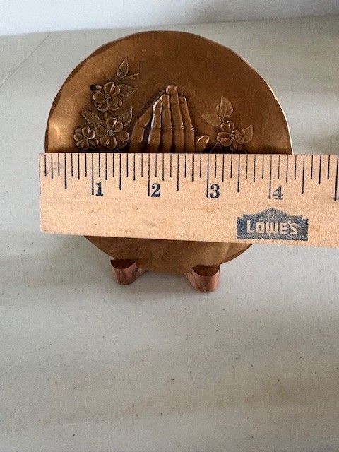 Wendell August Forge Solid Bronze 4 3/8" Coaster with Stand & Box, Praying Hands