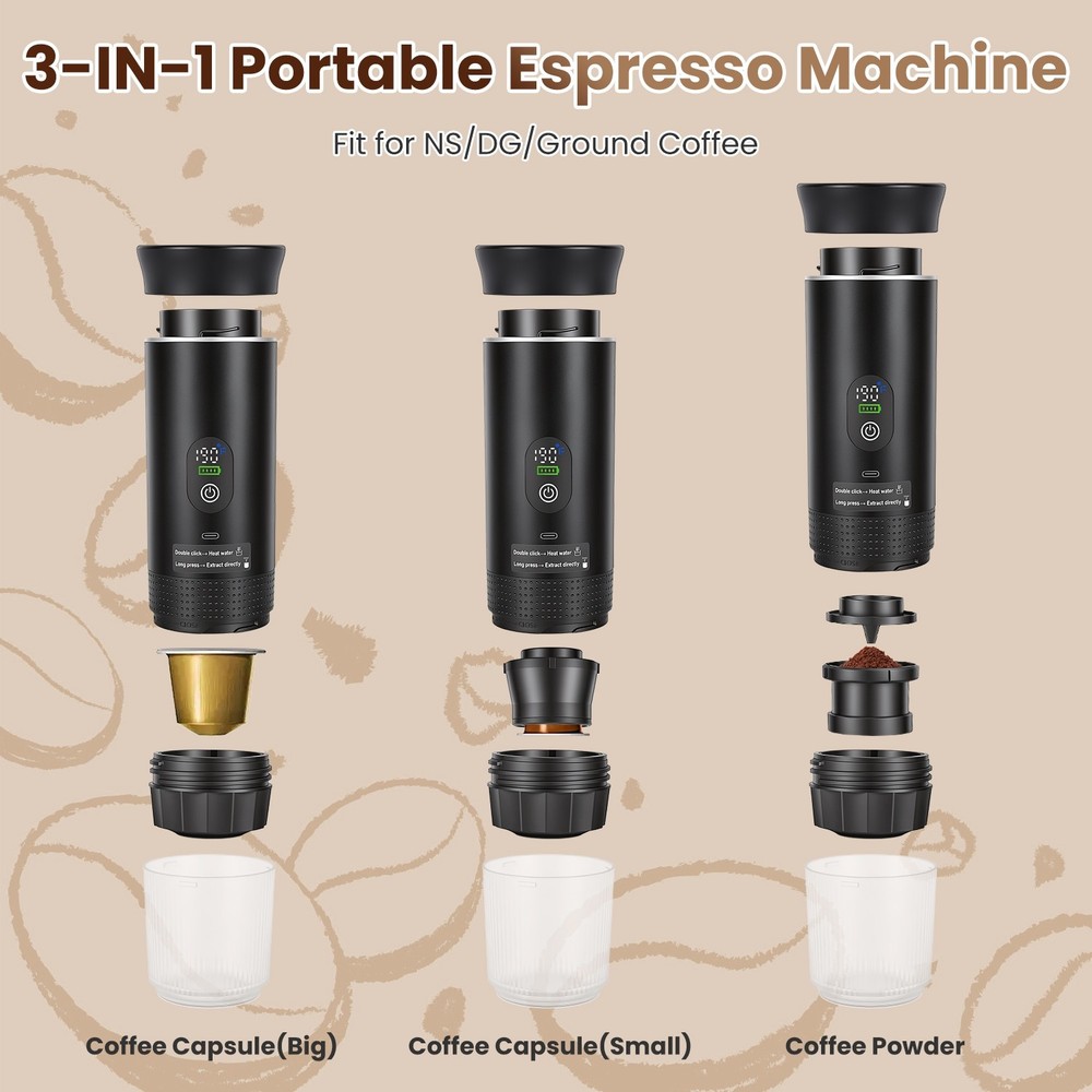 Cordless Espresso Maker Machine Self-Heating Coffee Maker