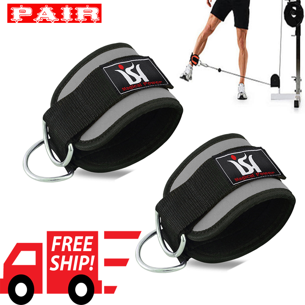 Exercise Ankle Straps Weight Lifting Gym D Ring Cable Attachment Strap Work out
