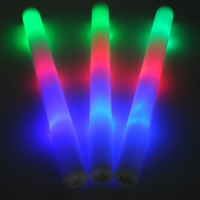 18'' Light Up Foam Sticks LED Wand Rally Batons DJ Flashing Glow Stick Party USA