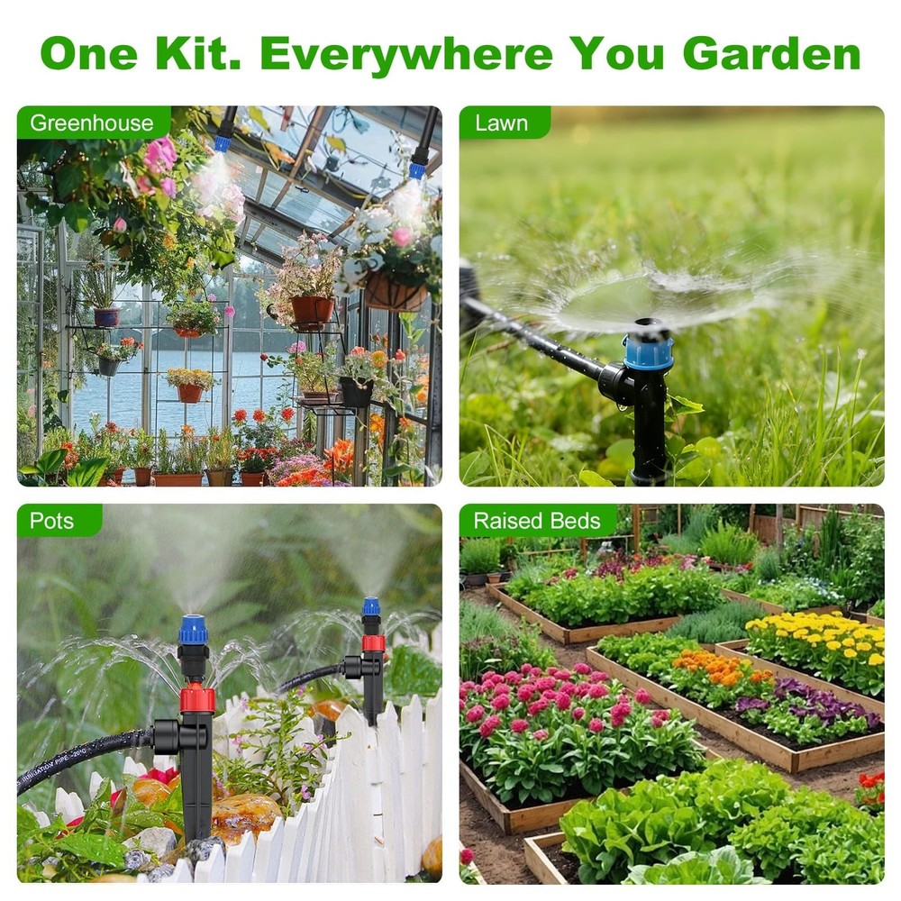 250FT Drip Irrigation System Kit New Quick-Connect, Automatic Garden Watering...