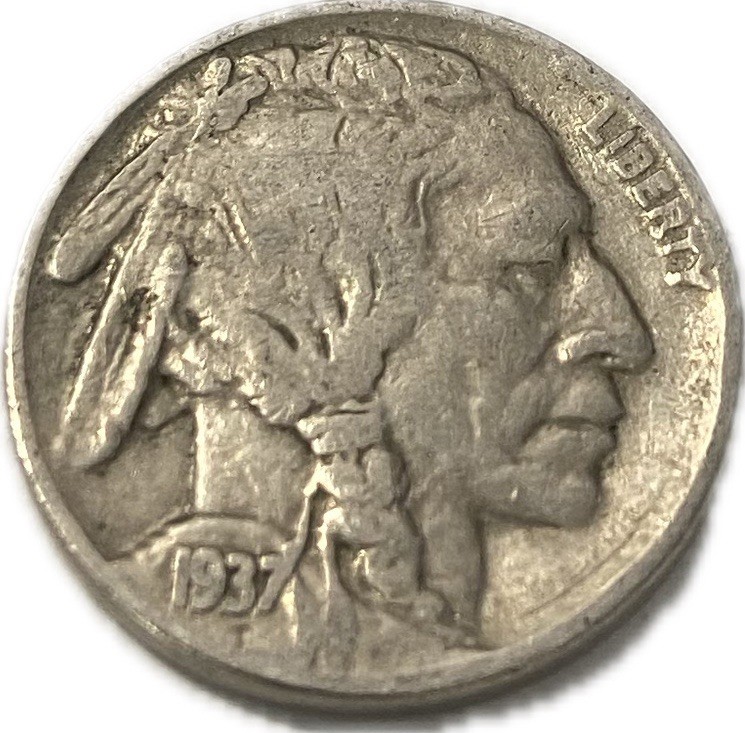 1937 5C Buffalo Nickel - full date, full horn - nice coin