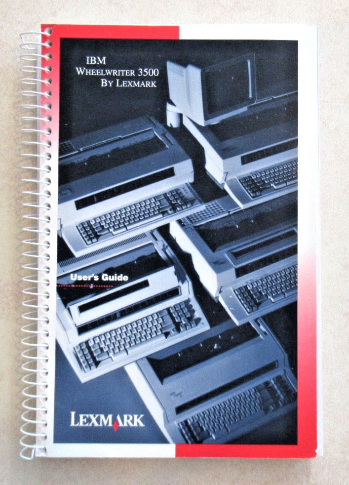 Lexmark IBM WheelWriter 3500 Typewriter User's Guide 1994