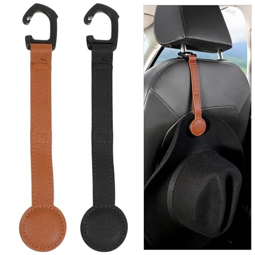 2 Pcs Cowboy Hat Holder for Truck, Leather Magnetic Cap Clip, Truck Car Seat