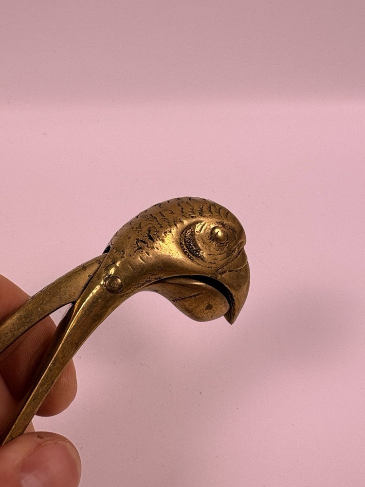 Vintage Solid Cast Brass Bird Parrot Head Beak Nut Cracker