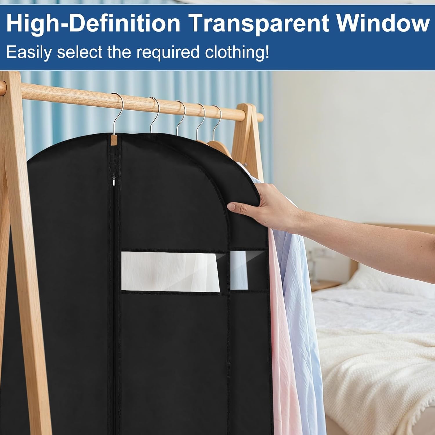 Dress Bags for Gowns,60" Long Dress Garment Bag, Garment Bags for Hanging Clothe