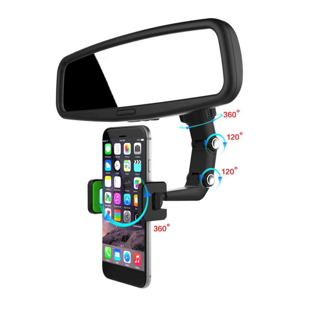 360° Rotation Adjustable Holder Car Rearview Mirror Mount Clip Phone Cradle GPS