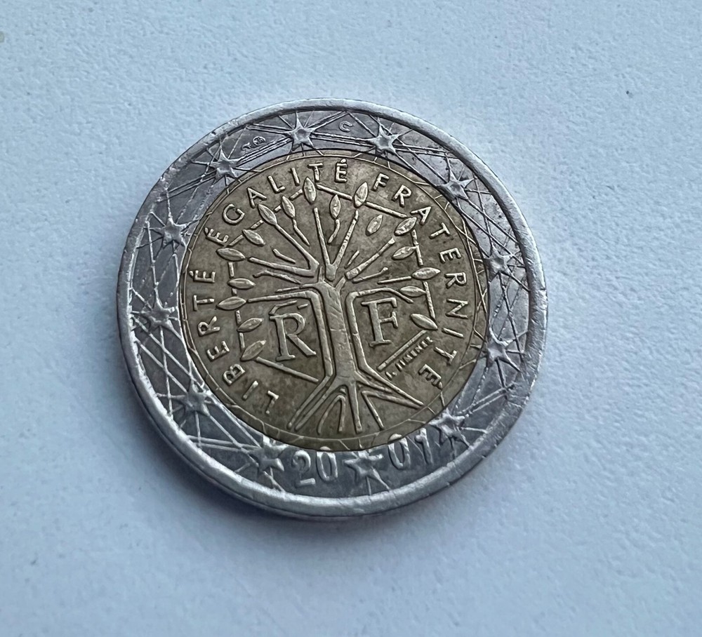 Rare Error French 2 Euro Coin - 2001 Multiple Errors