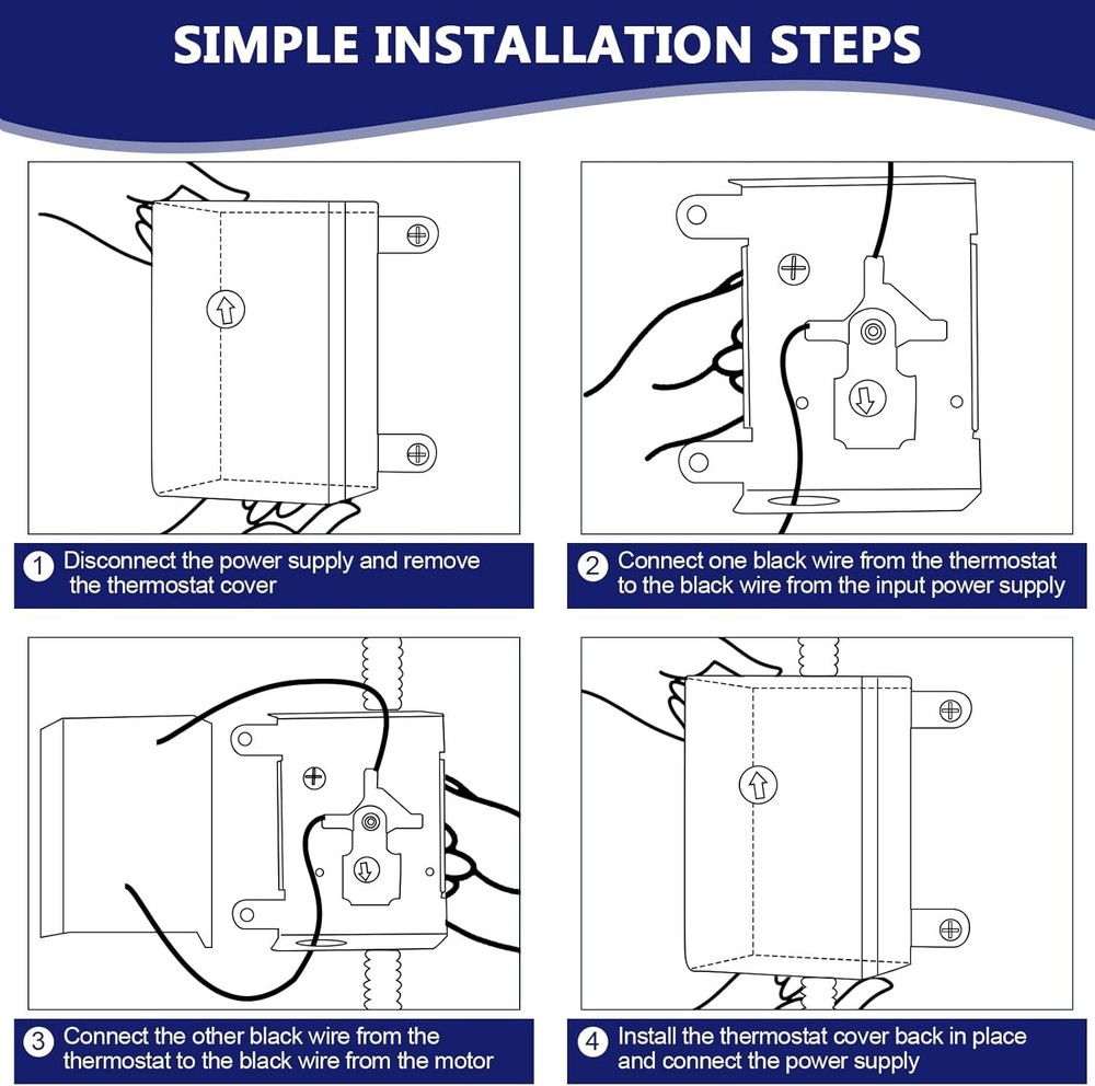For Attic Fan 58034 Adjustable Thermostat Replacement Temperature Control Switch