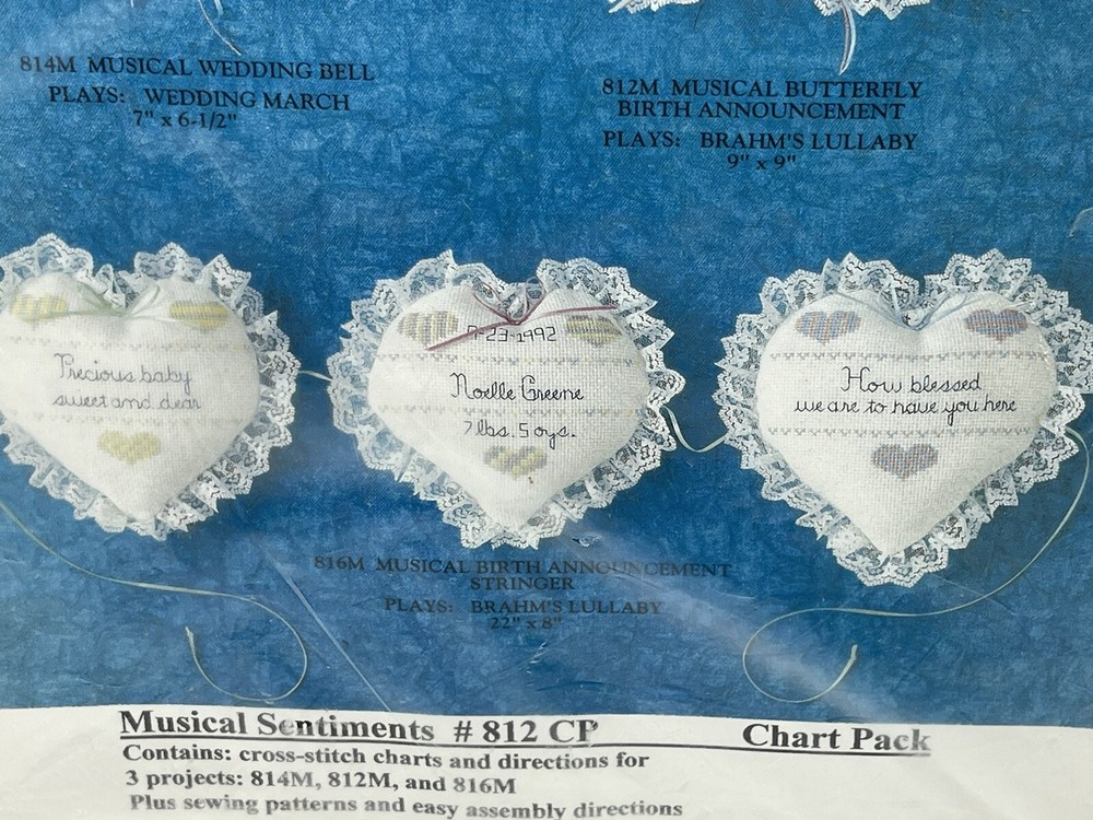 Sandi Phipps Musical Sentiments #812 CP - Chart Pack - 3 Projects -Birth/Wedding