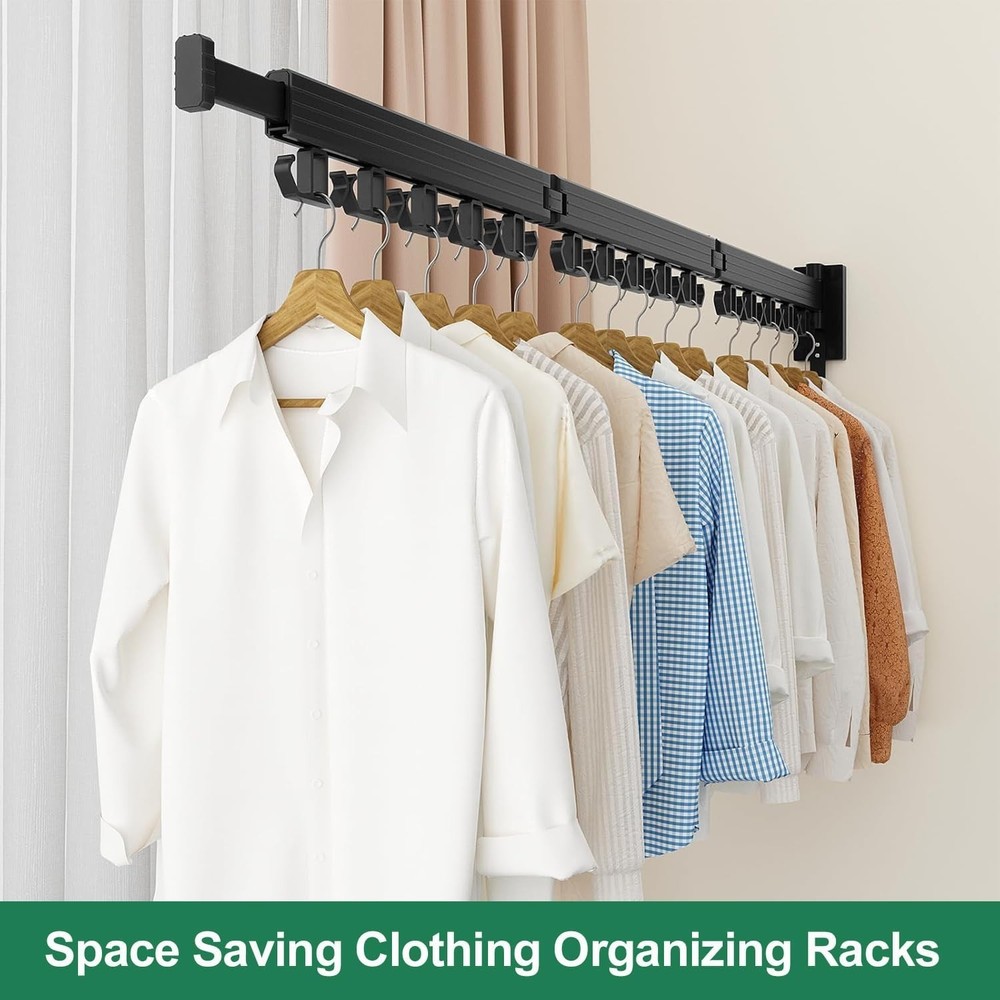 Upgraded Wall-Mounted Drying Rack - Foldable Space-Saving Solution with 12 Hooks