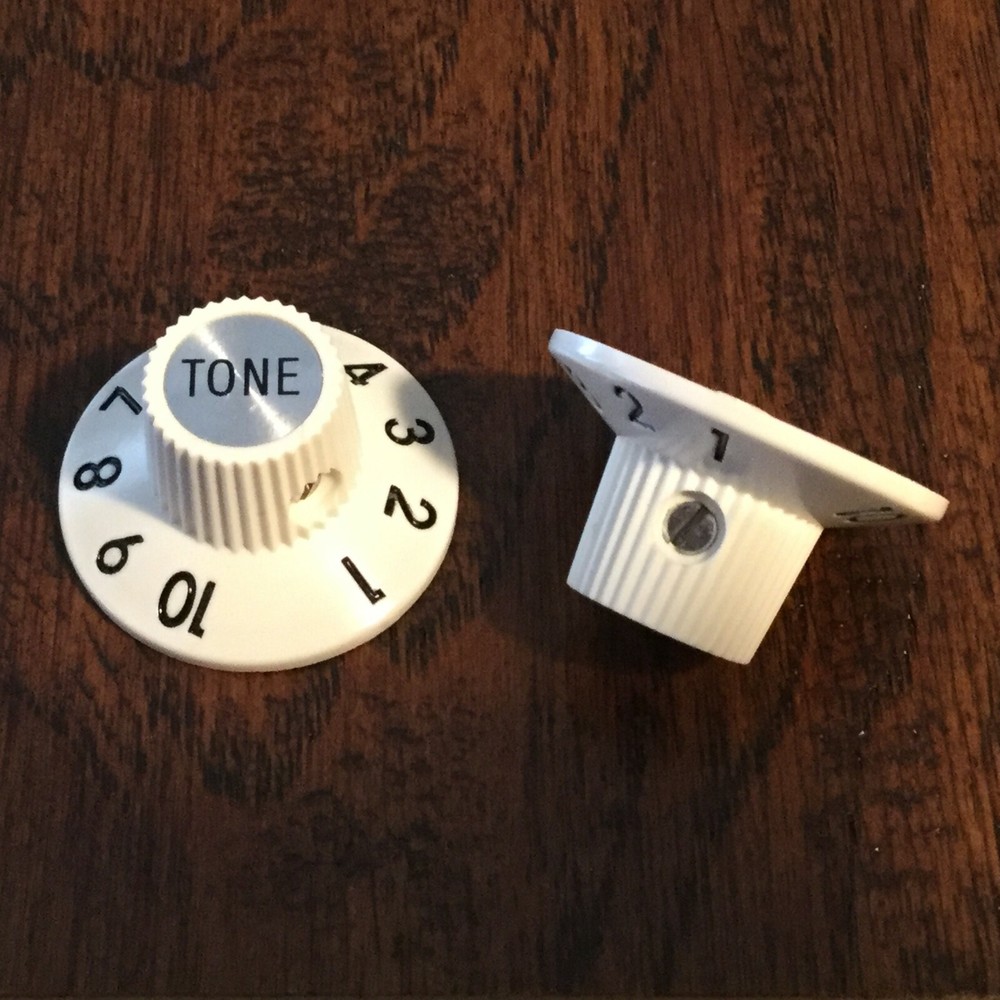 (2) AGED WHITE / Witch Hat Guitar Knobs / Vol Tone / Set Screw / Jazzmaster