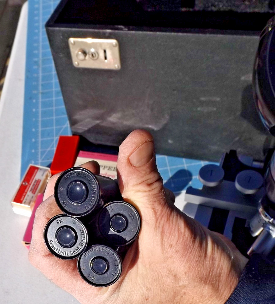 Used Ernst Leitz Wetzlar Microscope w/ case & lens & light