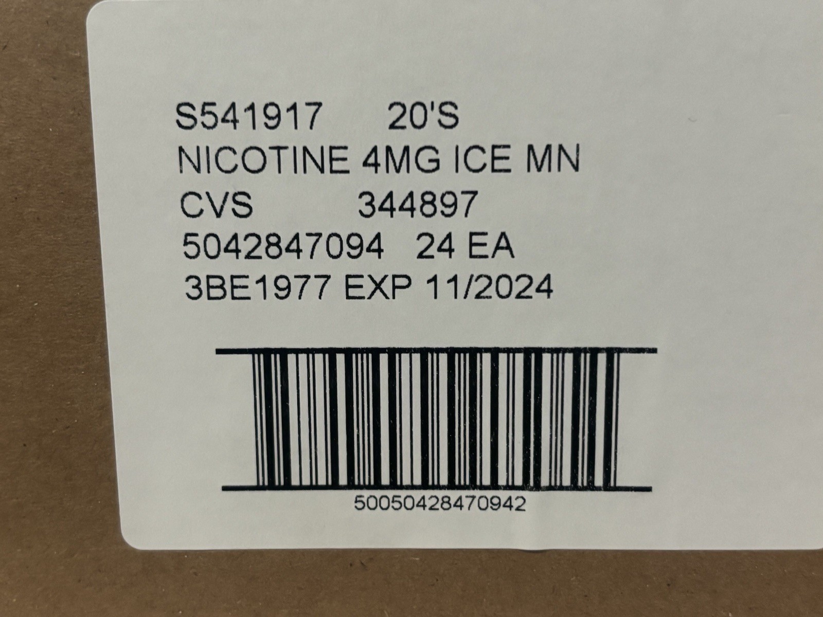 Case / 24 Box Of 20 CVS SUGAR FREE NICOTINE LOZENGE 4 mg ICE MINT 480 Total READ
