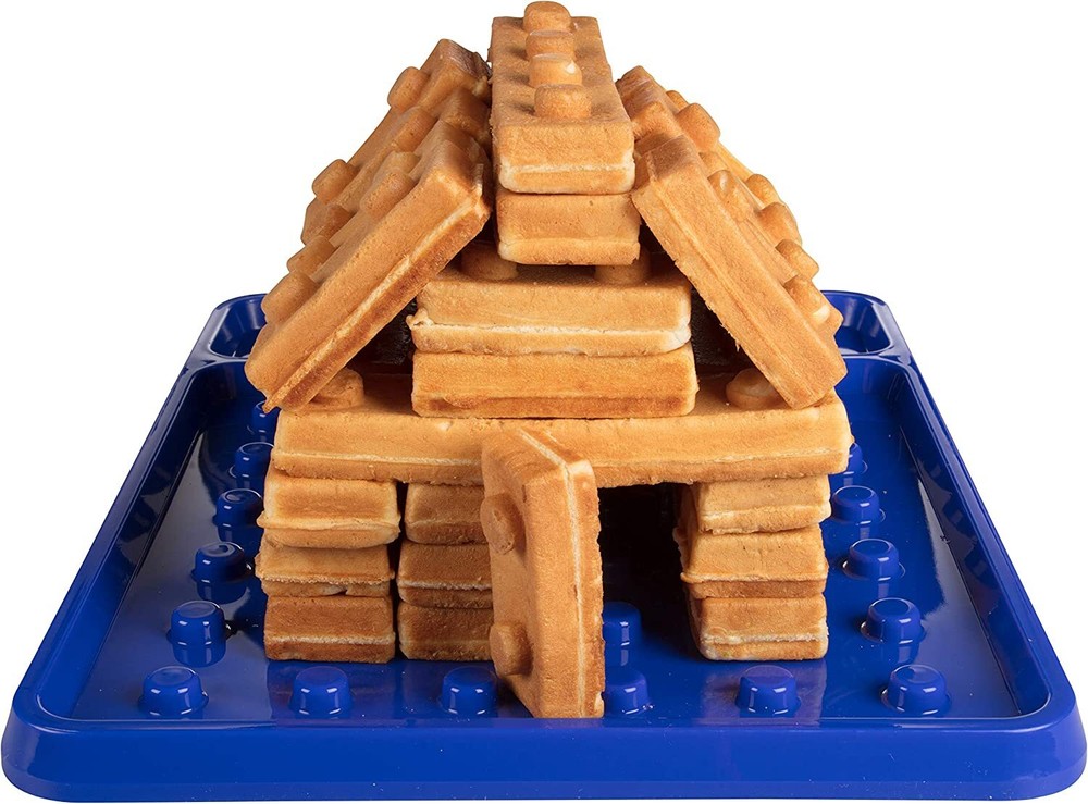 Brick Building Construction Eating Plate-Stack & Build Your Brick-Shaped Waffles