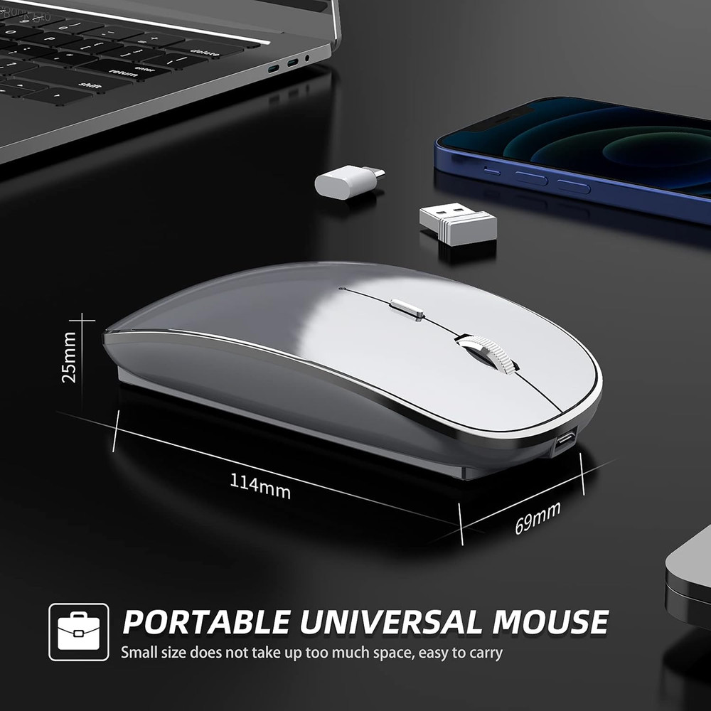 Wireless Mouse Chargeable Portable Silent USB and Type-C Dual Mode Wireless Mous