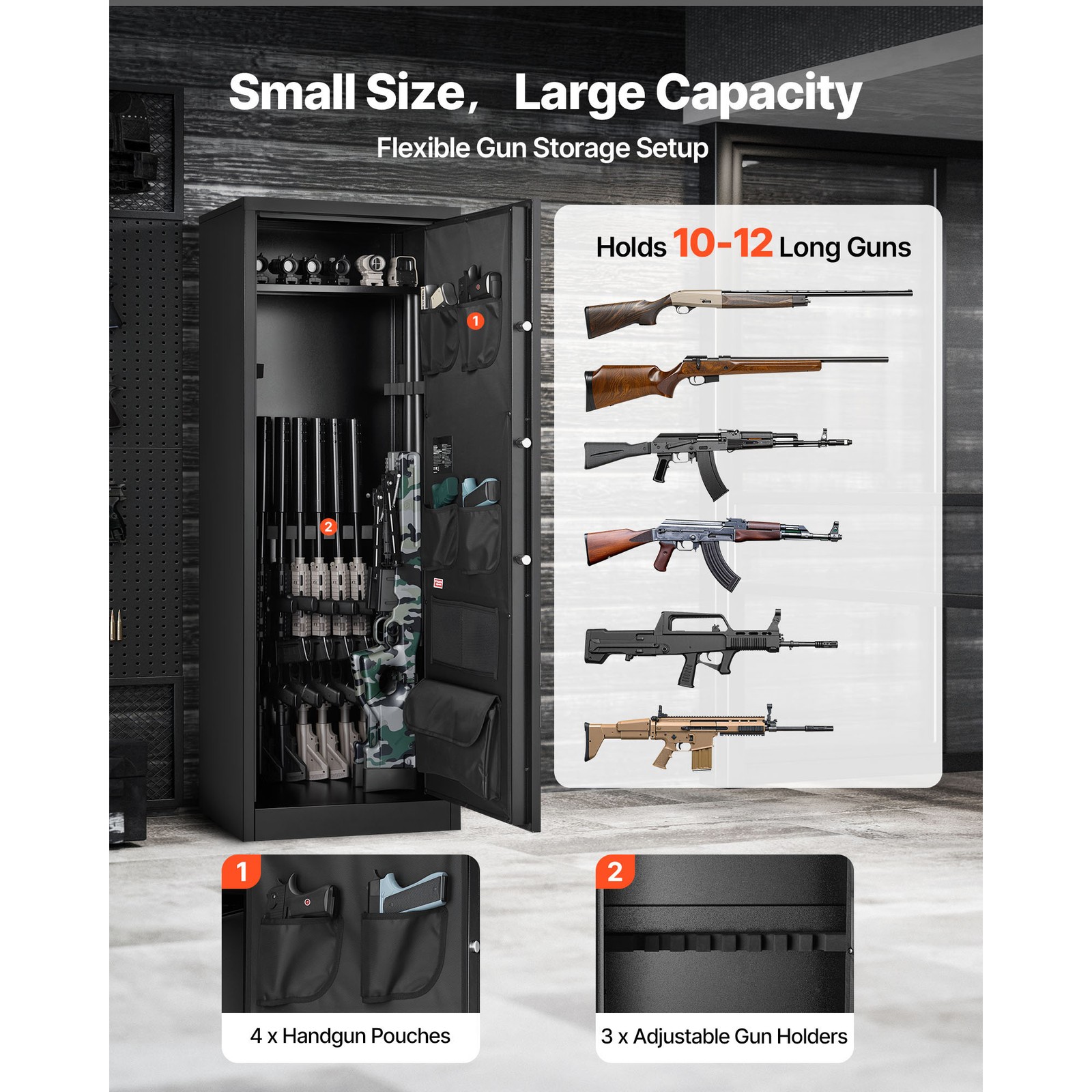 Uimoso 10-12 Gun Safe Long Gun Cabinet for Rifles & Pistols Key & Password Lock