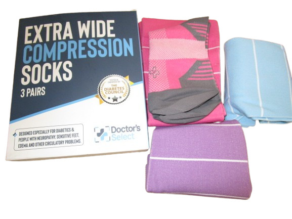 Doctor’s Select Extra Wide Multicolor Compression Socks 3 Pairs XL