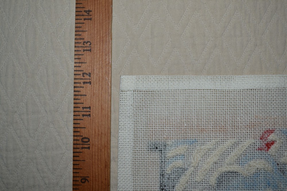HP needlepoint canvas, 9.75" x 12", Japanese kimono pattern, started
