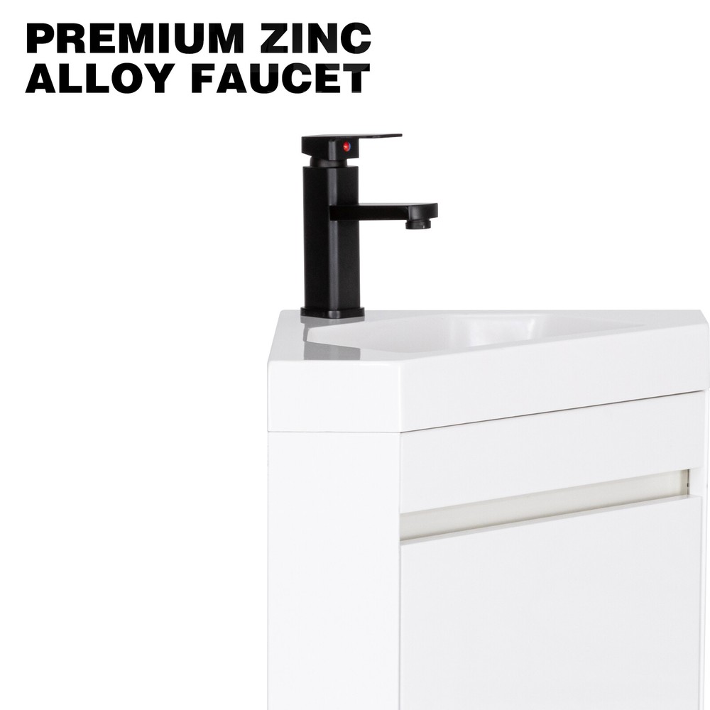 Wall Mounted Corner Bathroom Vanity Sink Combo for Small Space