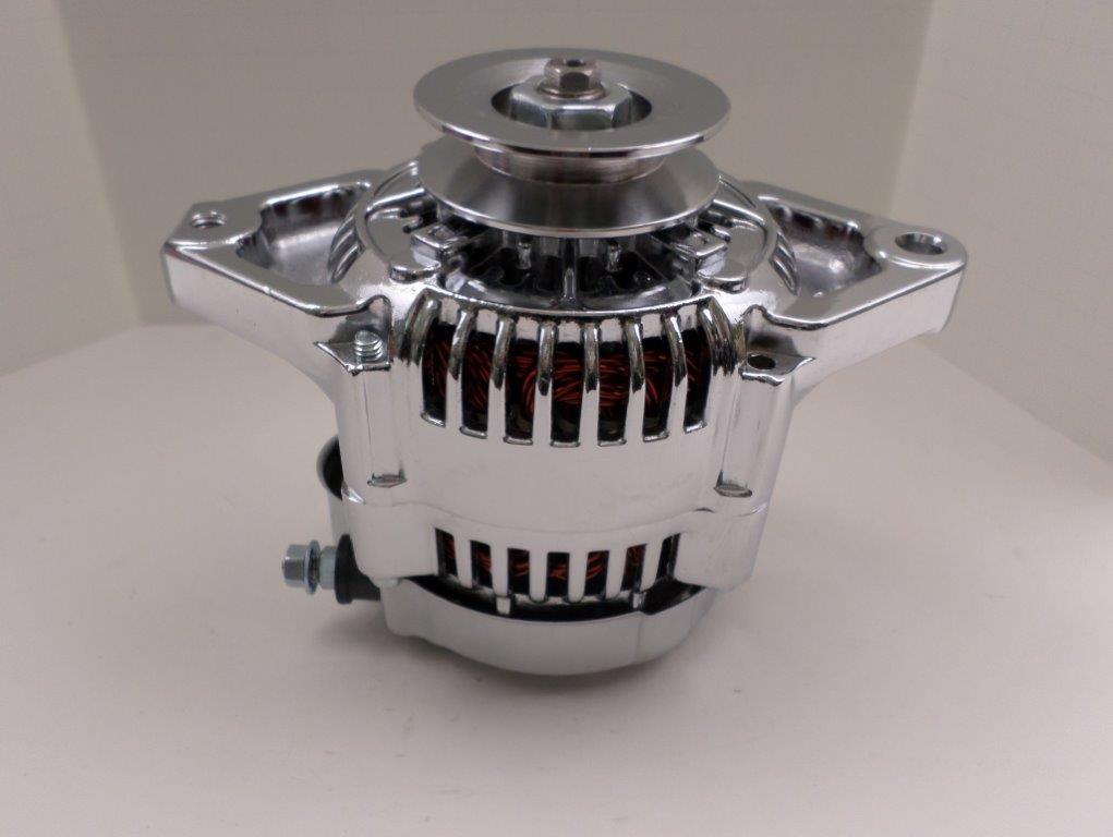 Chrome 90 AMP Mini Alternator GM Denso Style V Belt 1 Wire Street / race Chevy