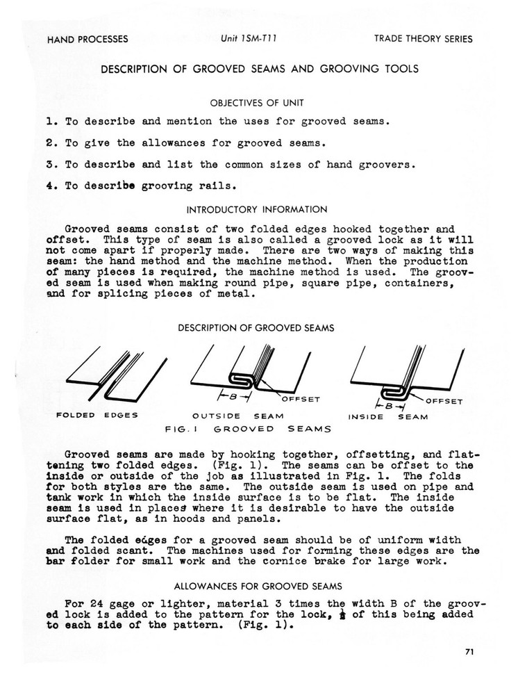 Sheet Metal Working Series Hand Processes Instruction Manual #1323