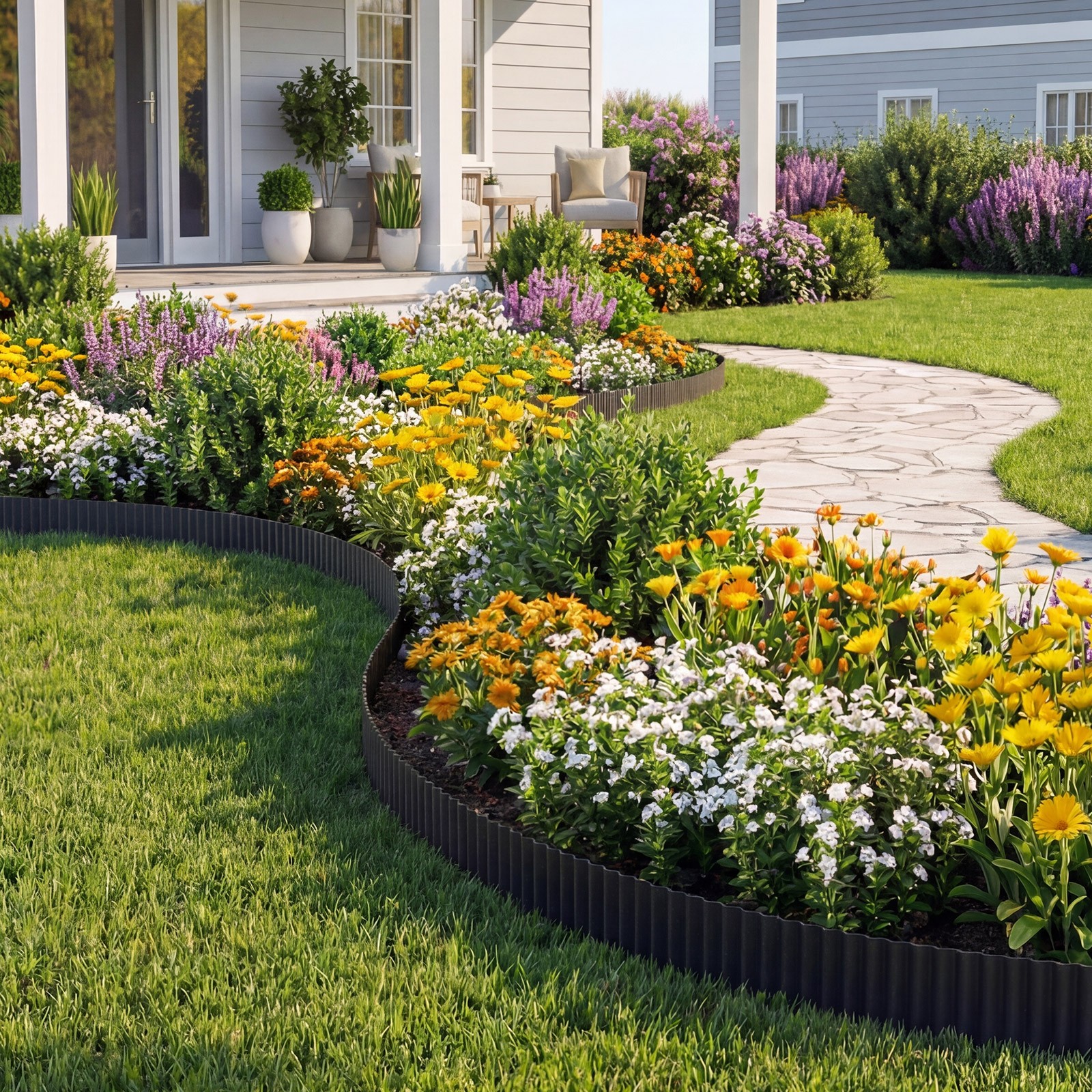 VEVOR Galvanized Steel Landscape Edging 40 ft x 6 in Metal Garden Edging