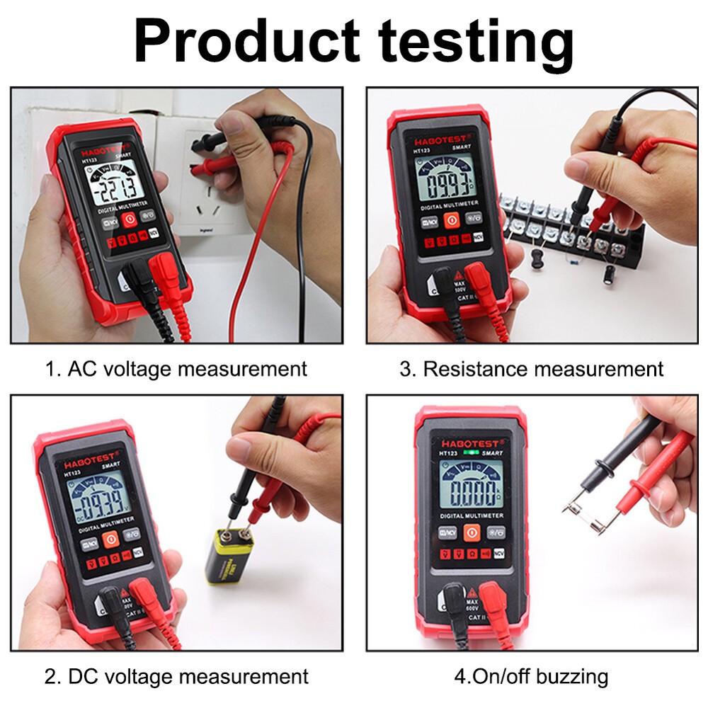 Digital Multimeter Electrical Auto-Ranging Voltmeter Non-Contact Voltage Tester