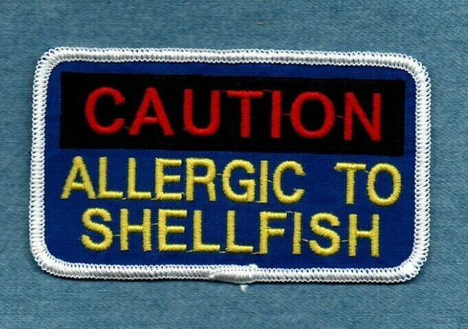 CAUTION ALLERGIC TO SHELLFISH service dog vest patch