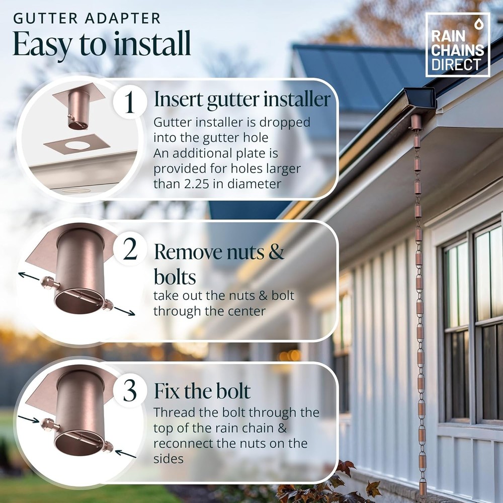 Copper Rain Chain Gutter Adapter and Installer - Quality Home Decor Accessory...