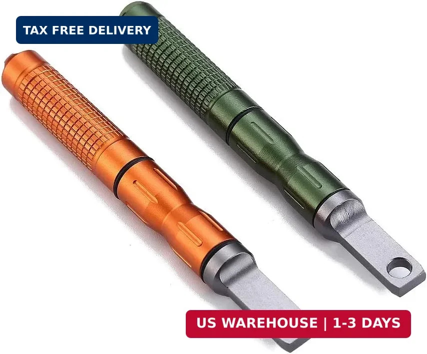 2PCS Compact Fire Starter with Scraper Striker, Replaceable Threaded Ferro Rod F