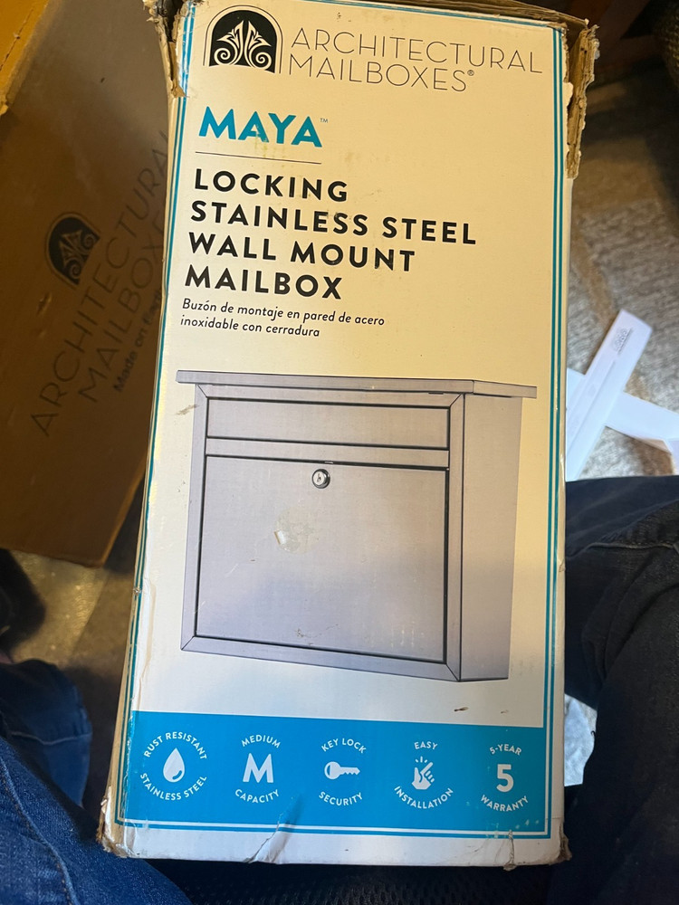 Architectural Mailboxes 2417PS-10 MAYA Wall Mounted Locking Mailbox - Stainless