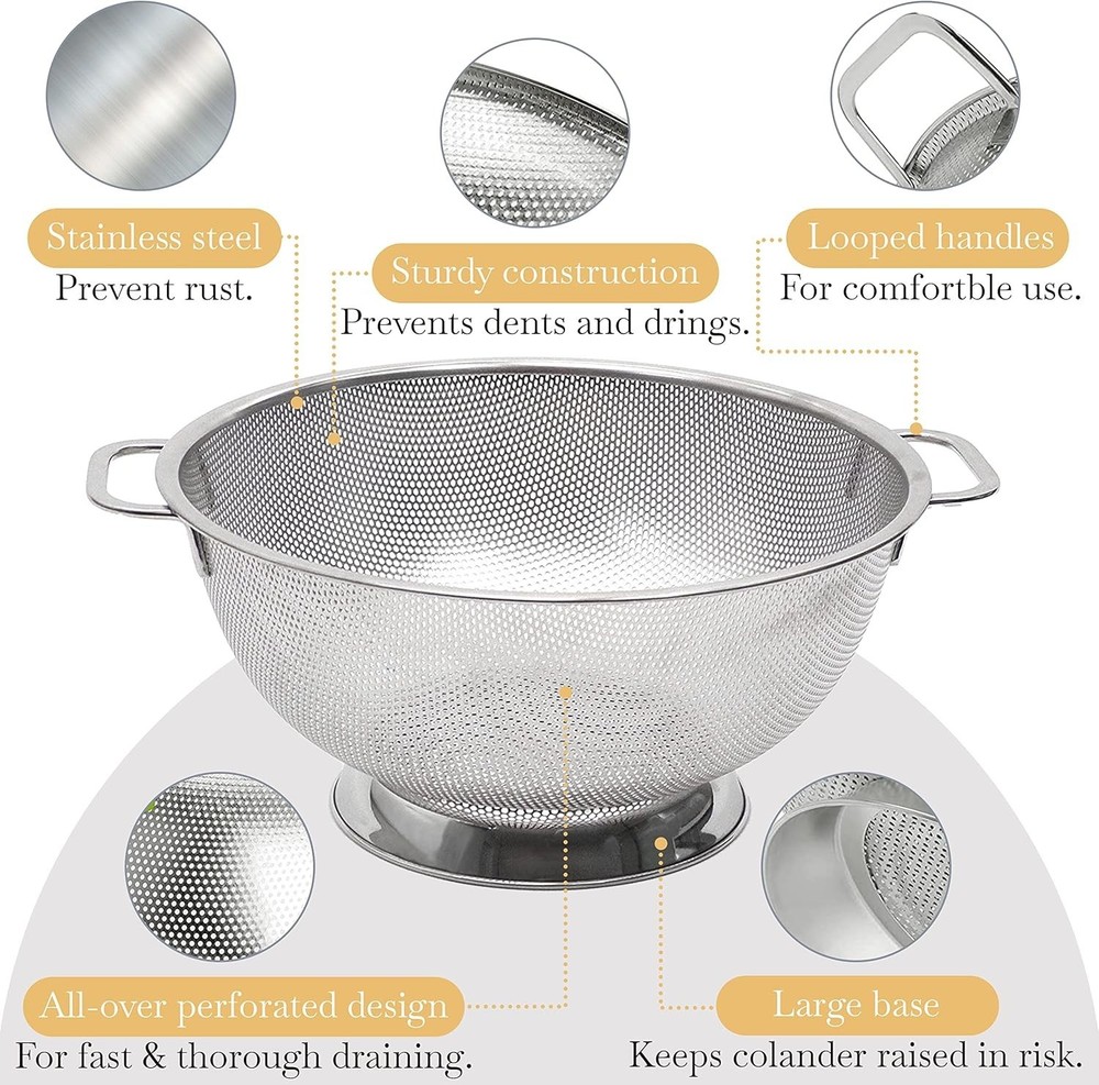 Fast Draining Stainless Steel Colander