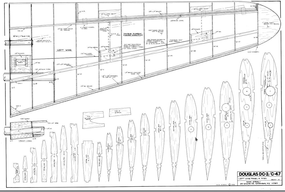 Douglas DC-3 140" Giant Scale RC Model Printed Plans Rolled or Folded