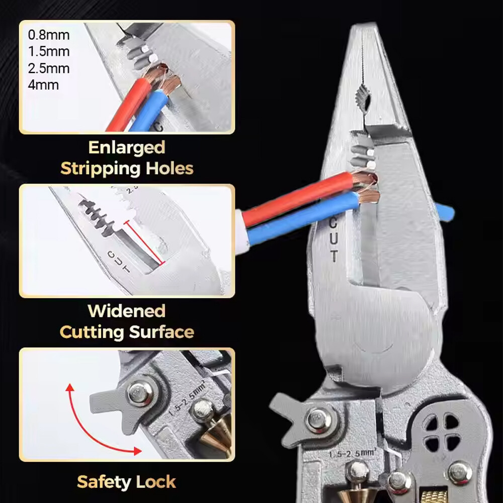 Wire Strippers with Electricity Measurement Function, 8in1 Wire Stripping Pliers