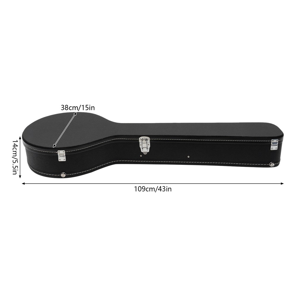 PU Case for Banjos Organizer Hardshell Openback 5-string Banjos Case Black Bag