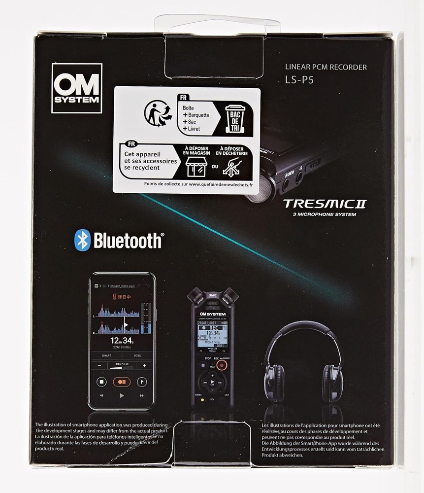Olympus OM SYSTEM LS-P5 Linear Pcm Recorder Tresmic 3-mic ‎Bluetooth W/Box
