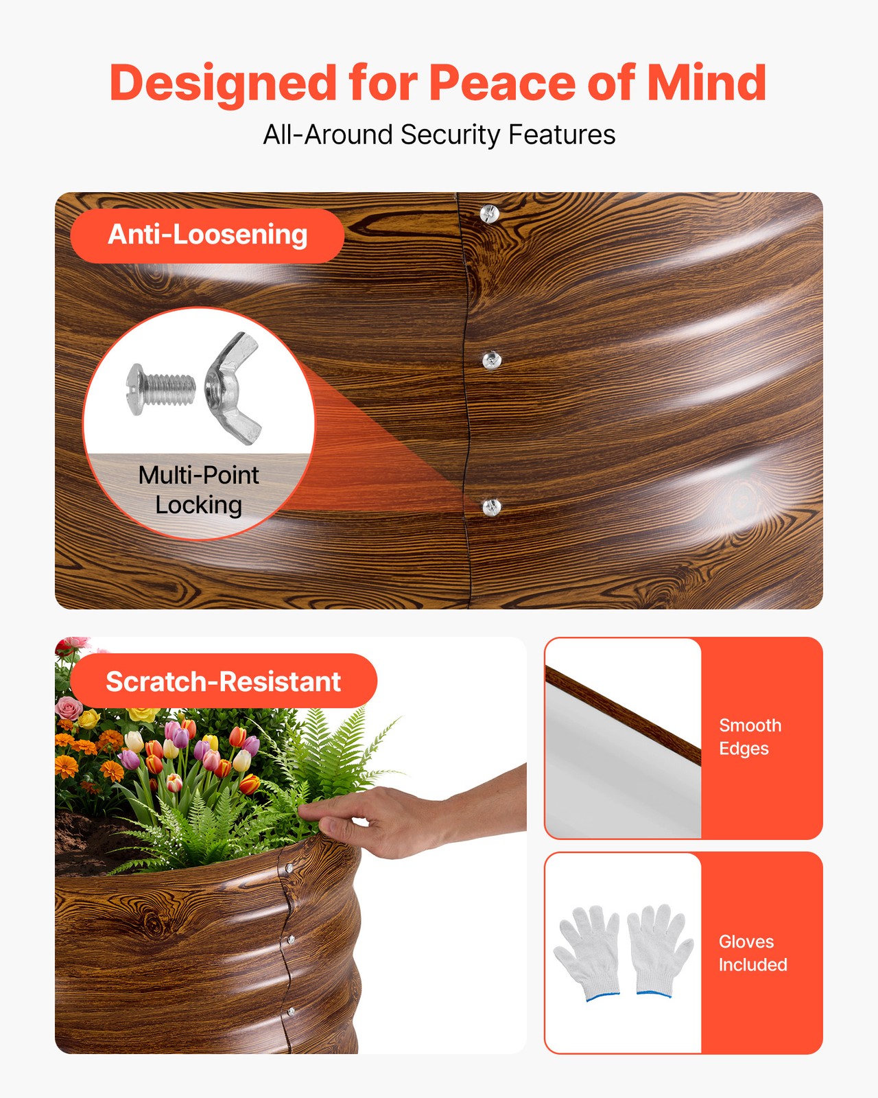 VEVOR 2 Pcs Galvanized Raised Garden Beds 4x2x1 ft Oval Planter Box Deep Wood