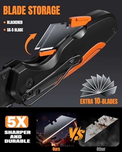 4-in-1 Multitool Folding Utility Knife Box Cutter, Multi-Knife Folding Knife