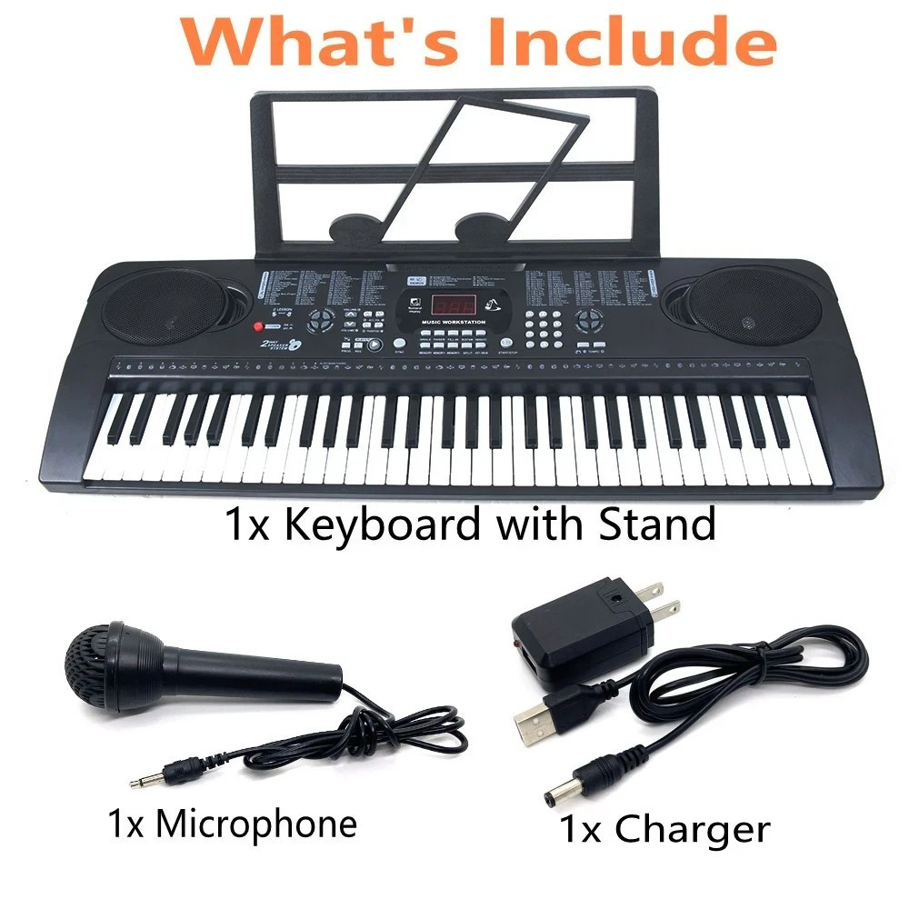 61 Key Electric Digital Piano Keyboard 200 Tones w/ Microphone Gift for Beginner
