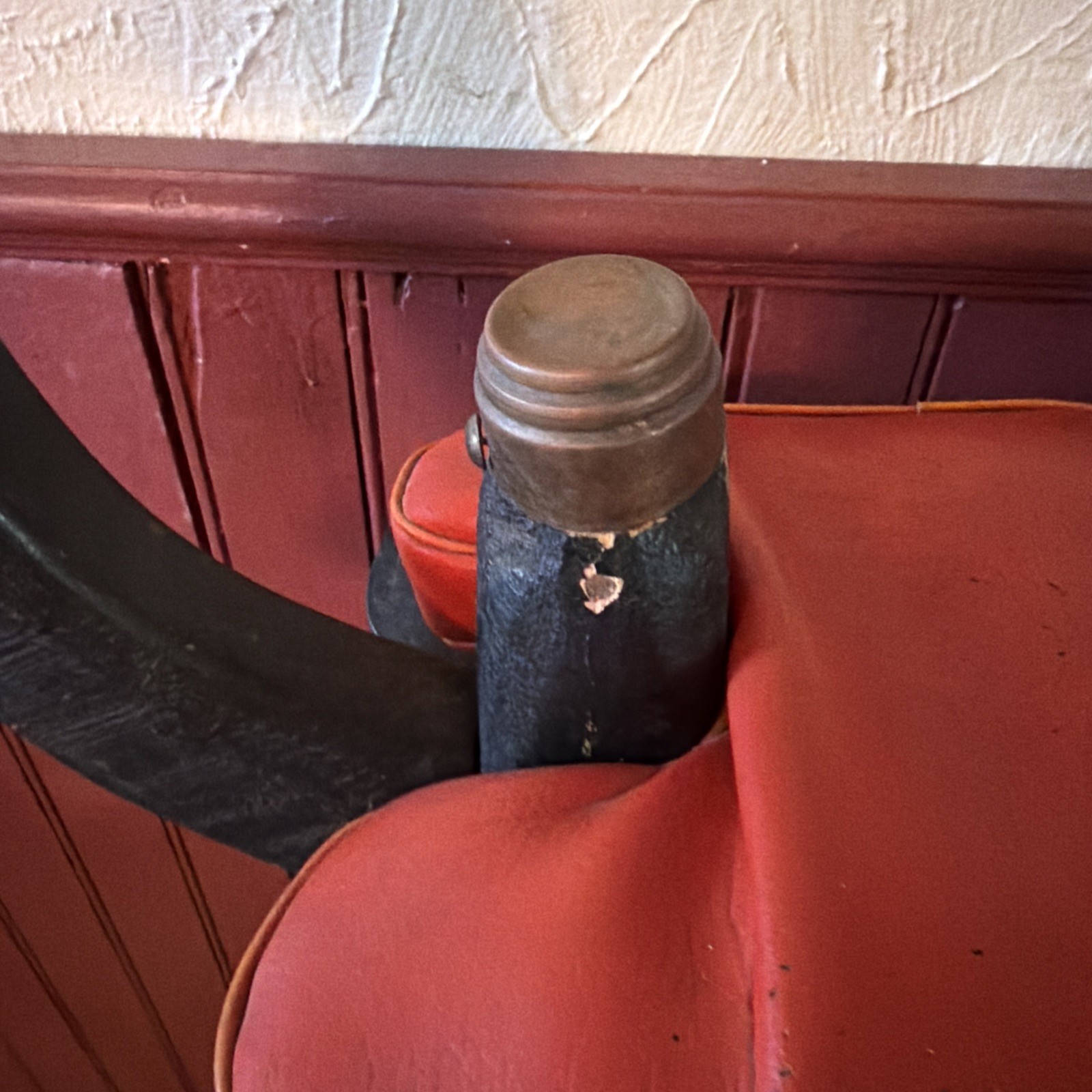 Vintage TURKISH Camel Head Pommel Padded Saddle Stool, Footstool. 23.5” X 18.5”.