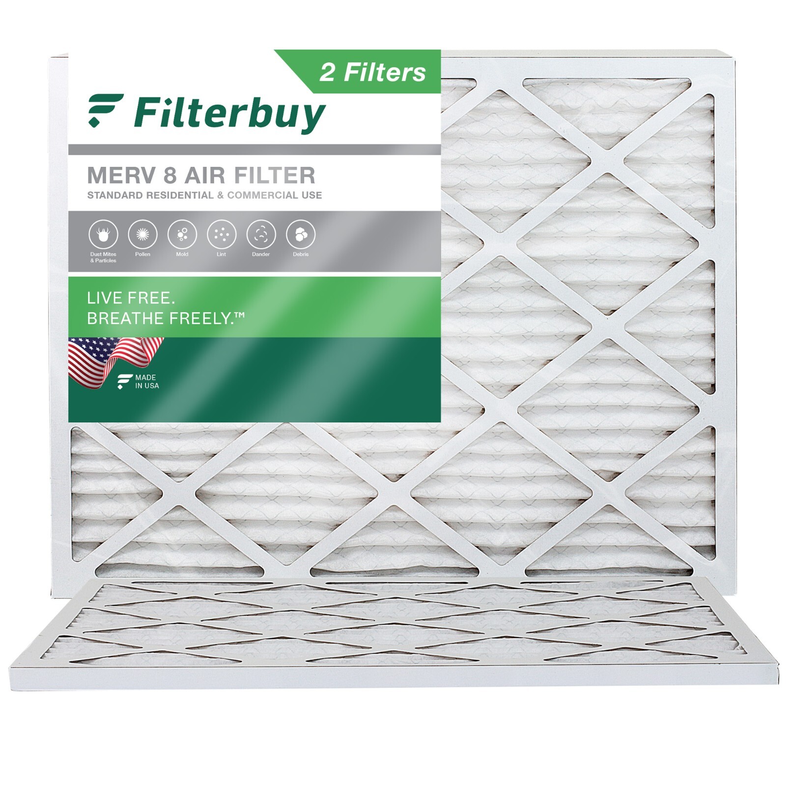 Filterbuy 16x20x1 Pleated Air Filters, Replacement for HVAC AC Furnace (MERV 8)
