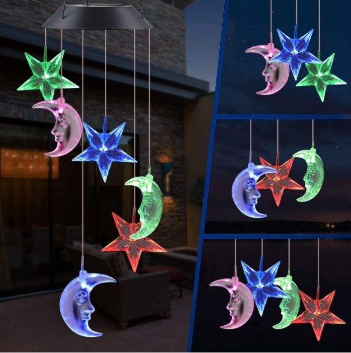 Solar Wind Chimes Lights LED Color Changing Hanging Lamp Garden Home Decor US