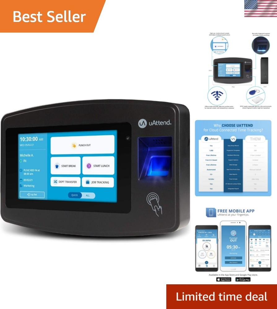 Advanced JR2000 Time Clock System – Biometric Tracking with Payroll Integration