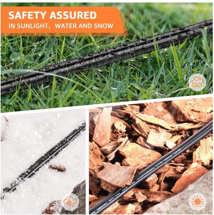 100FT 16/2 Low Voltage Stranded Copper Electric Wire for Landscape Lighting Wire
