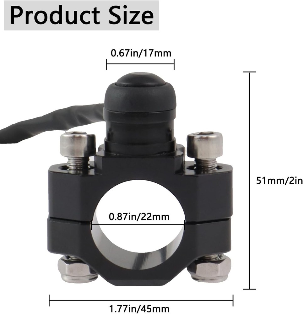 Universal Motorcycle Engine Start Stop Kill Switch with Mounting Backplate Black