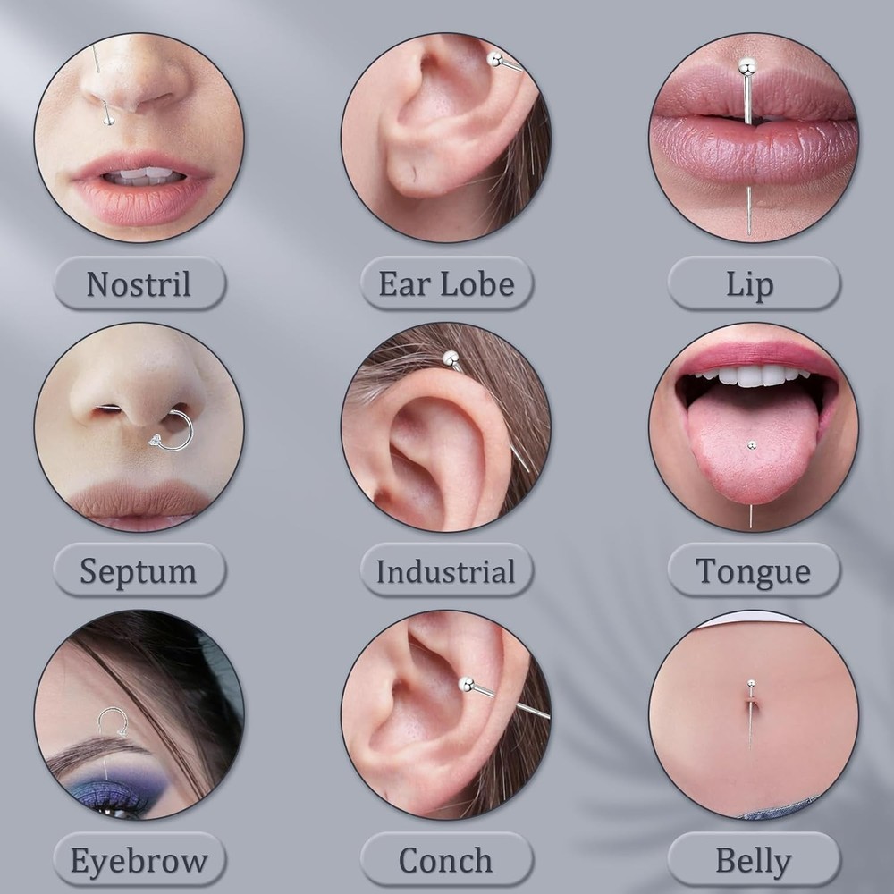 Safe and Easy Piercing Kit with Threadless Tools for Ear, Nose, Lip, Eyebrow