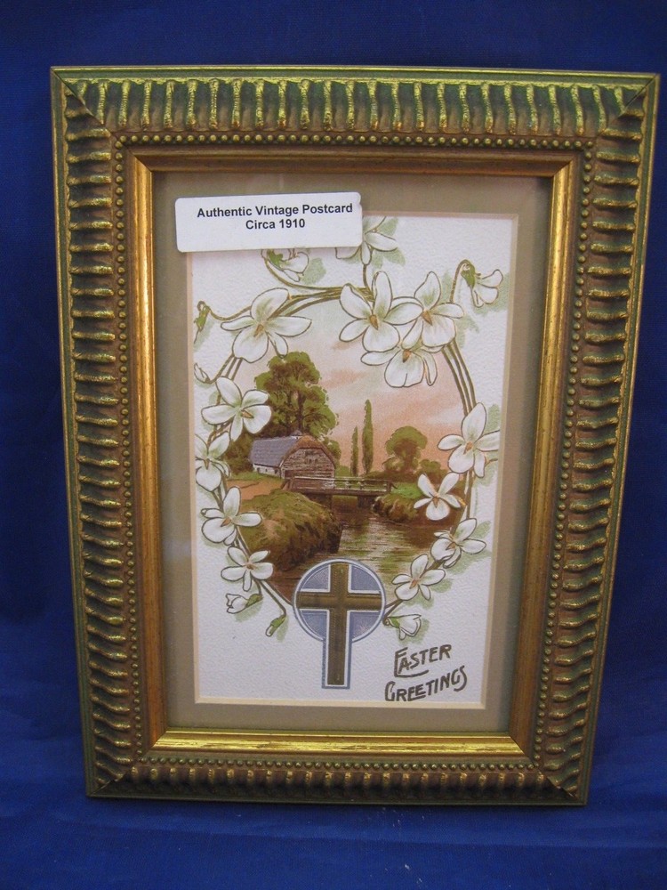 FRAMED ANTIQUE EASTER CARD (CIRCA 1910) - VERY LOVELY - NICE FRAME