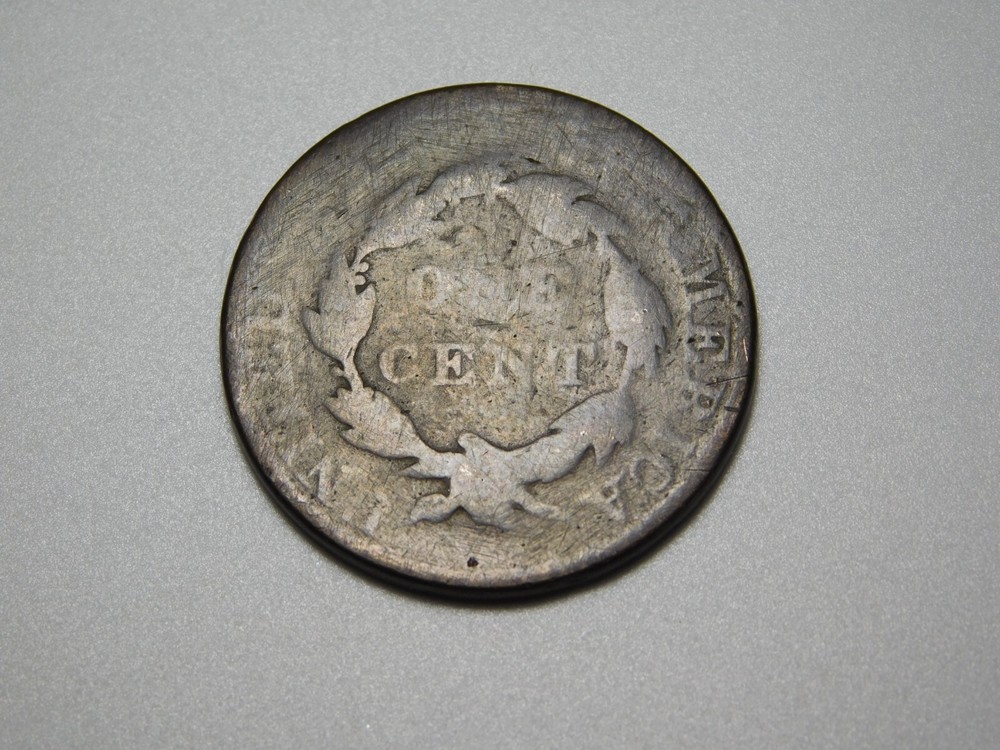 OLD US COPPER COINS 1827 CORONET HEAD LARGE CENT